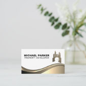 Logo van vastgoedontwikkelaar | Metaal logo voor d Visitekaartje (Staand voorkant)