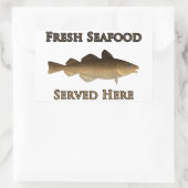 Logo van verse zeevruchten (Atlantische kabeljauw) Rechthoekige Sticker (Tas)