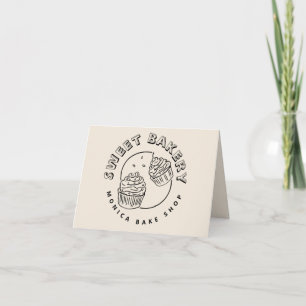 Logo van vintage zoetwarenbakkerij bedankkaart
