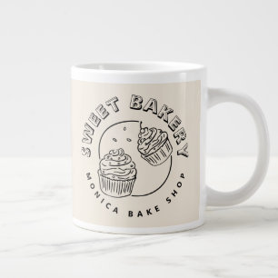 Logo van vintage zoetwarenbakkerij grote koffiekop