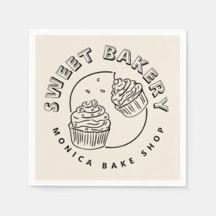 Logo van vintage zoetwarenbakkerij servet