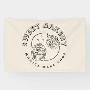 Logo van vintage zoetwarenbakkerij spandoek
