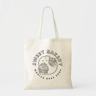 Logo van vintage zoetwarenbakkerij tote bag
