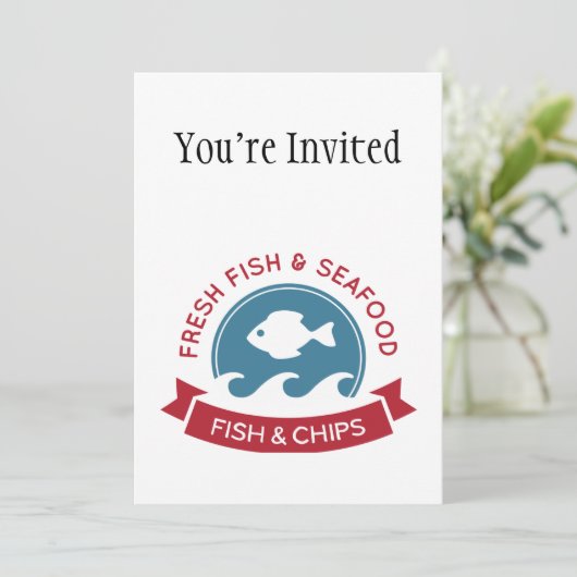 Logo van vis en chips kaart (Staand voorkant)