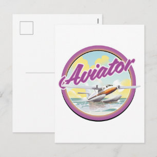 Logo van watervliegtuig voor aviator feestdagenkaart