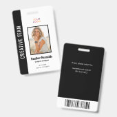 Logo van werknemersfoto zwart badge (Voor- en achterkant)