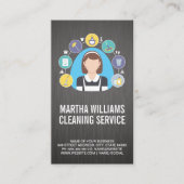 Logo van werkster en schoonmaakproducten visitekaartje (Voorkant)