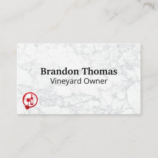 Logo van wijn en flessen | Witte marmer Visitekaartje (Voorkant)