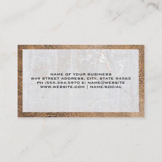 Logo vastgoed | Marmeren leer Visitekaartje (Achterkant)