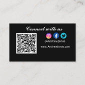 Logo Verbind met ons! Social media QR Code Zwart Visitekaartje (Voorkant)