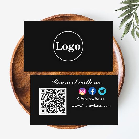 Logo Verbind met ons! Social media QR Code Zwart Visitekaartje