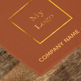 Logo verbrand oranje bruin goudsalon korte tafelloper