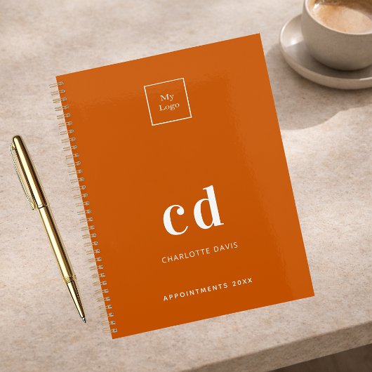 Logo verbrande oranje monogram initialen Business  Planner