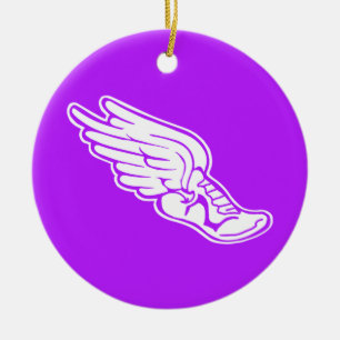 Logo-versiering volgen met de naam Paars Keramisch Ornament
