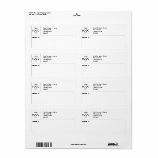 Logo Verzendbedrijfs Professioneel label (Full Sheet)