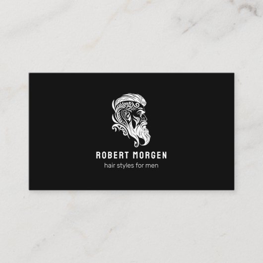 Logo visitekaartje van witte ornamenten man (Voorkant)