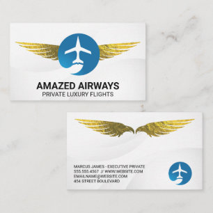 Logo vliegtuig   Vluchten   Golden Wings Visitekaartje