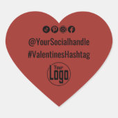 Logo Volg Valentijnsdag Hashtag Rood Zwart Hart Sticker (Voorkant)