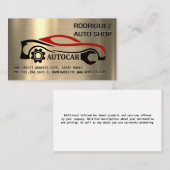 Logo voor Auto Reparatie | Gouden Metallic Achterg Visitekaartje (Voorkant / Achterkant)