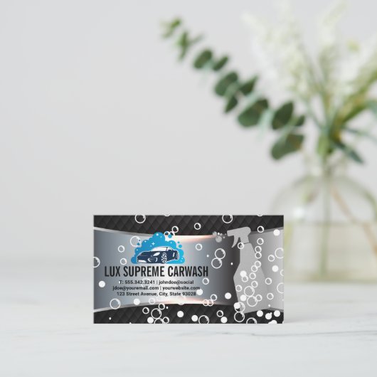 Logo voor automatisch wassen reinigen | Visitekaar Visitekaartje (Staand voorkant)