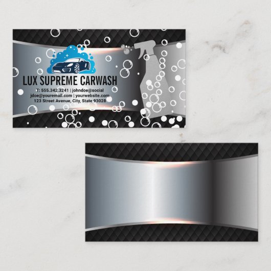 Logo voor automatisch wassen reinigen | Visitekaar Visitekaartje (Voorkant / Achterkant)
