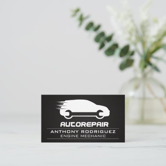 Logo voor automatische reparatie | Metaal van kool Visitekaartje (Staand voorkant)