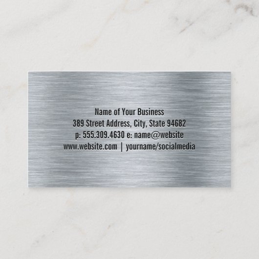 Logo voor Autoreparatie | Metallic Geborsteld Acht Visitekaartje (Achterkant)