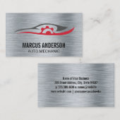 Logo voor Autoreparatie | Metallic Geborsteld Acht Visitekaartje (Voorkant / Achterkant)