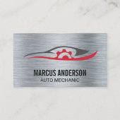 Logo voor Autoreparatie | Metallic Geborsteld Acht Visitekaartje (Voorkant)