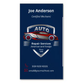 Logo voor auto's met rode en zilverauto's magnetisch visitekaartje (Voorkant Verticaal)