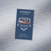 Logo voor auto's met rode en zilverauto's magnetisch visitekaartje (Voorbeeld)