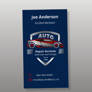 Logo voor auto's met rode en zilverauto's magnetisch visitekaartje