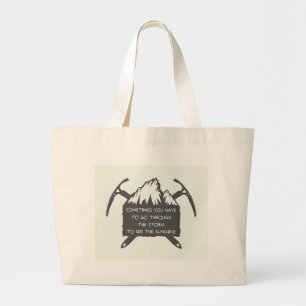 Logo voor avontuur, embleem met Grote Tote Bag