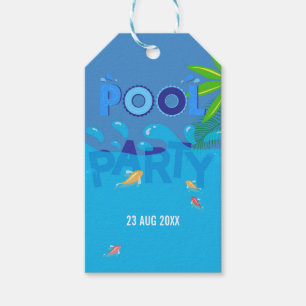 Logo voor bedrijfs-/club zomers zwembadfeest cadeaulabel