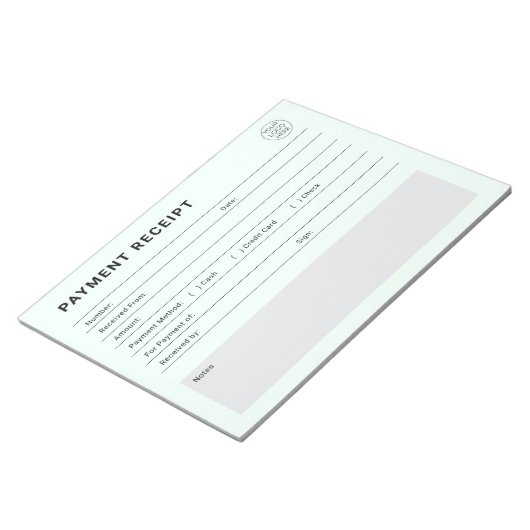 Logo voor betalingsbewijs voor bedrijven notitieblok (Schuin)