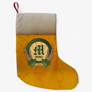 Logo voor bier en gepersonaliseerd monogram kleine kerstsok