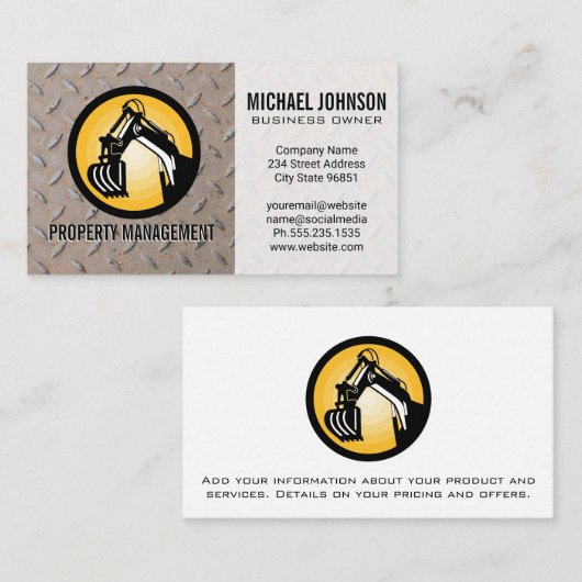 Logo voor bouwmachines | Staal Visitekaartje (Voorkant / Achterkant)