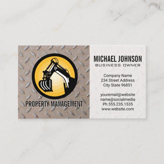 Logo voor bouwmachines | Staal Visitekaartje (Voorkant)