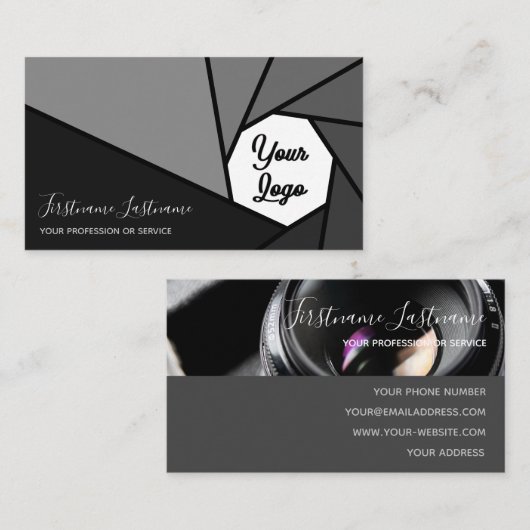 Logo voor camera-apertuur fotografen visitekaartje (Voorkant / Achterkant)