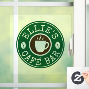 Logo voor coffeeshopbedrijf op maat clingende raam raamsticker