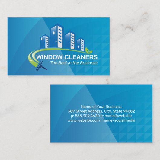 Logo voor commerciële ramen wassen visitekaartje (Voorkant / Achterkant)