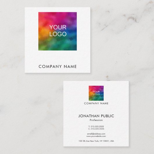 Logo voor Customer Modern Elegant Professional Com Vierkante Visitekaartje (Voorkant / Achterkant)