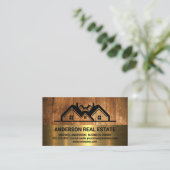 Logo voor dak van onroerend goed | Hout Metaal Visitekaartje (Staand voorkant)