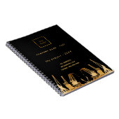 Logo voor de bouw van zwarte gouden kranen notitieboek (Rechterzijde)