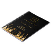 Logo voor de bouw van zwarte gouden kranen notitieboek (Linkerzijde)