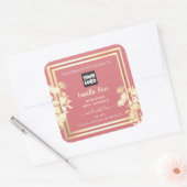 Logo voor de verpakking van roze en goudflessen vierkante sticker (Envelop)