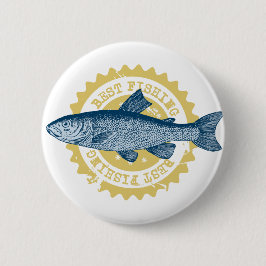 logo voor de visserij op forel met de beste visvan ronde button 5,7 cm