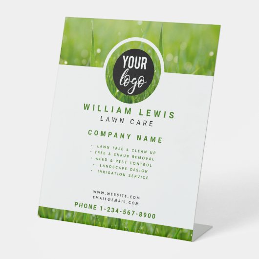 Logo voor eenvoudige gazonverzorgingsbedrijven Lan Reclamebord Met Voetstuk (Voorkant)