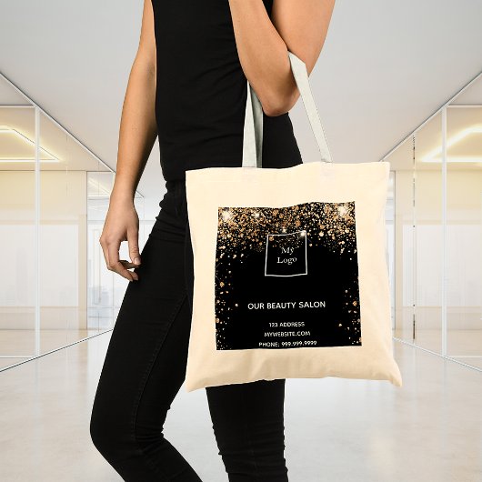Logo voor goudglitter tote bag
