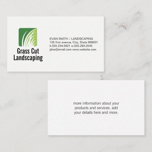 Logo voor gras landschapsarchitectuur visitekaartje (Voorkant / Achterkant)